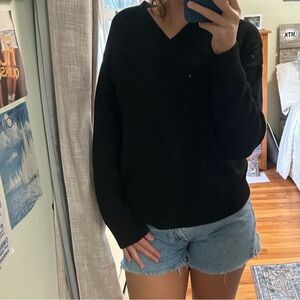 Thick Black V-Neck Sweater